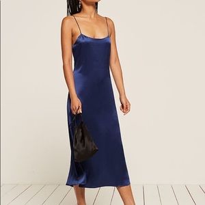 REFORMATION BLUE SILK NORI DRESS